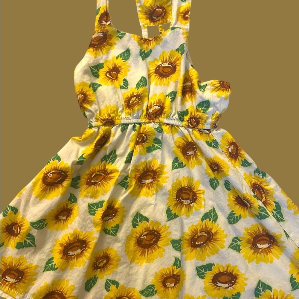 Sunflower Print Kids Casual Dress